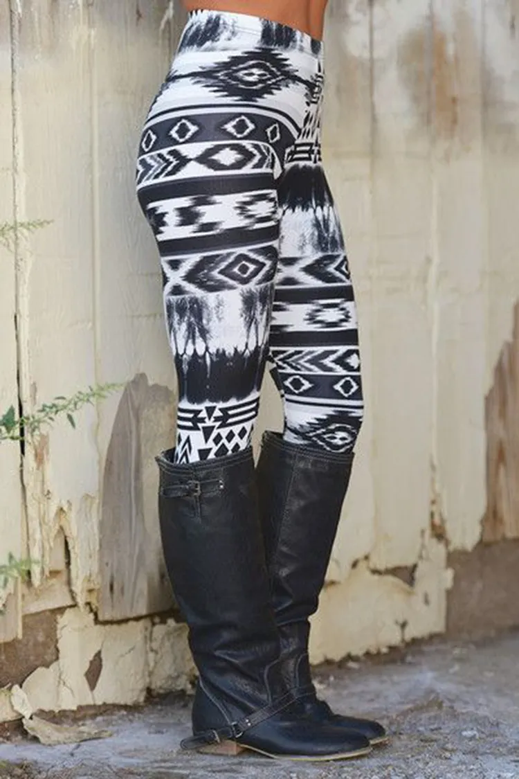 Geometric Western Print Casual Leggings