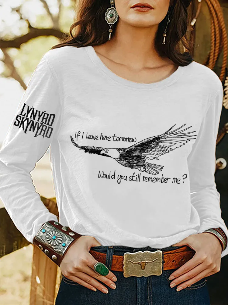 Women's Retro Rock Band Free Bird Printed T-shirt