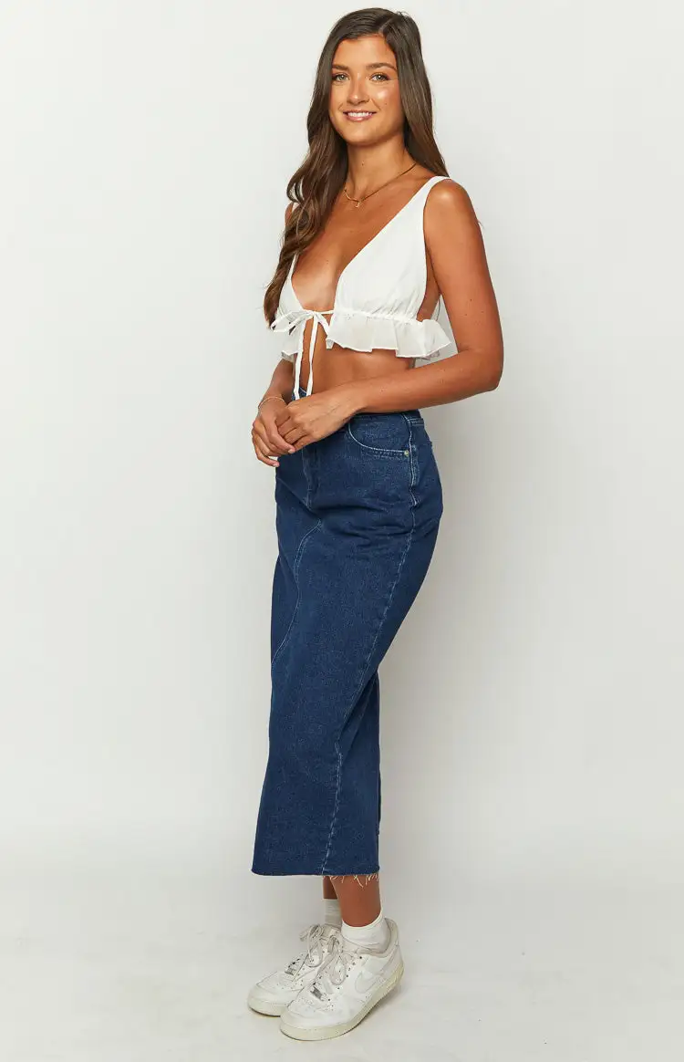 Isla Dark Denim Midi Skirt