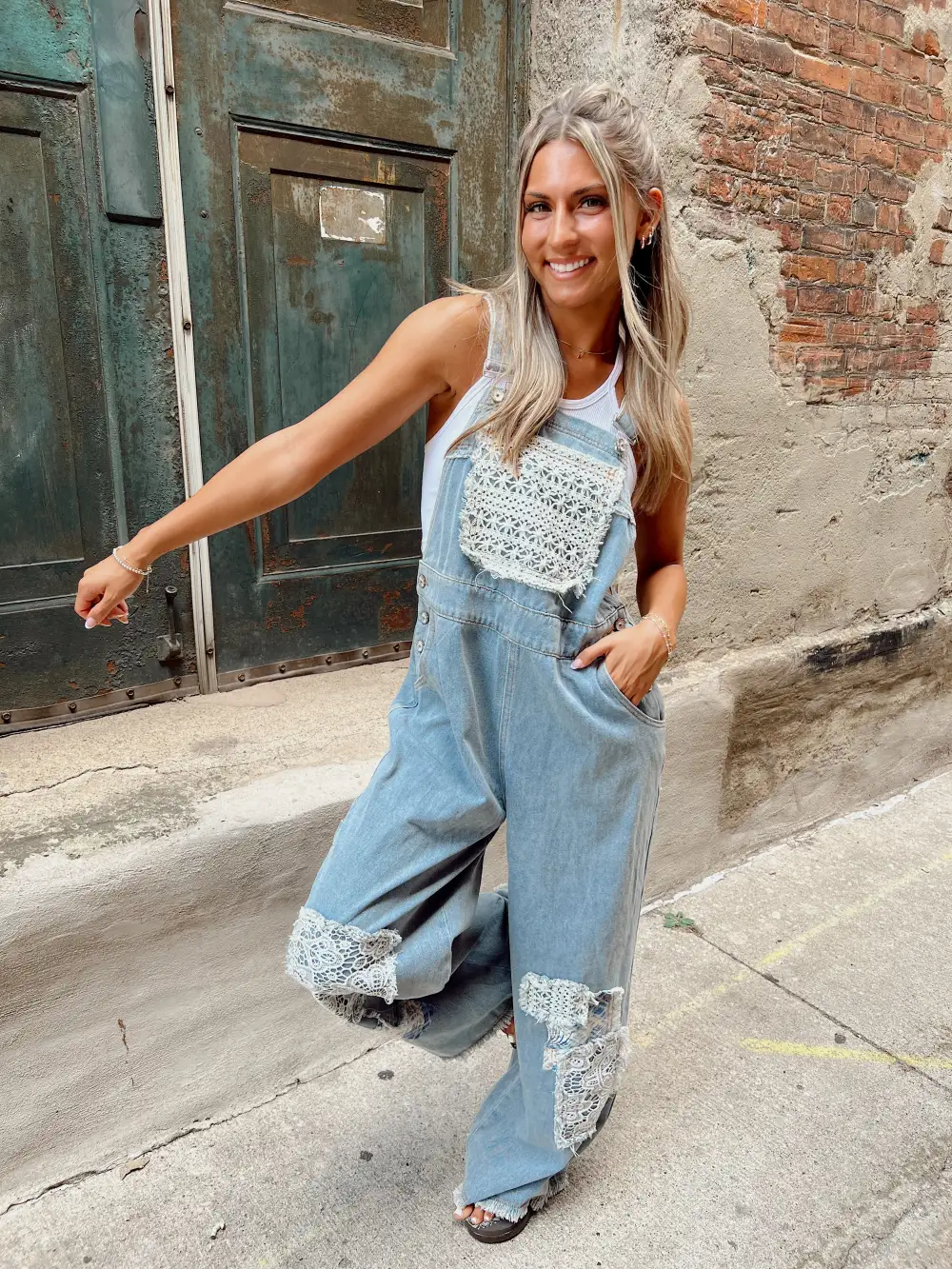 PREORDER Small Town Denim Patchwork Overalls