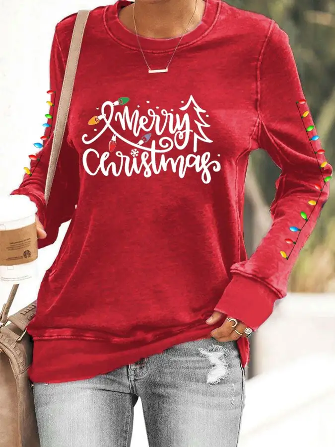 Women's Merry Christmas Printed Sweatshirt