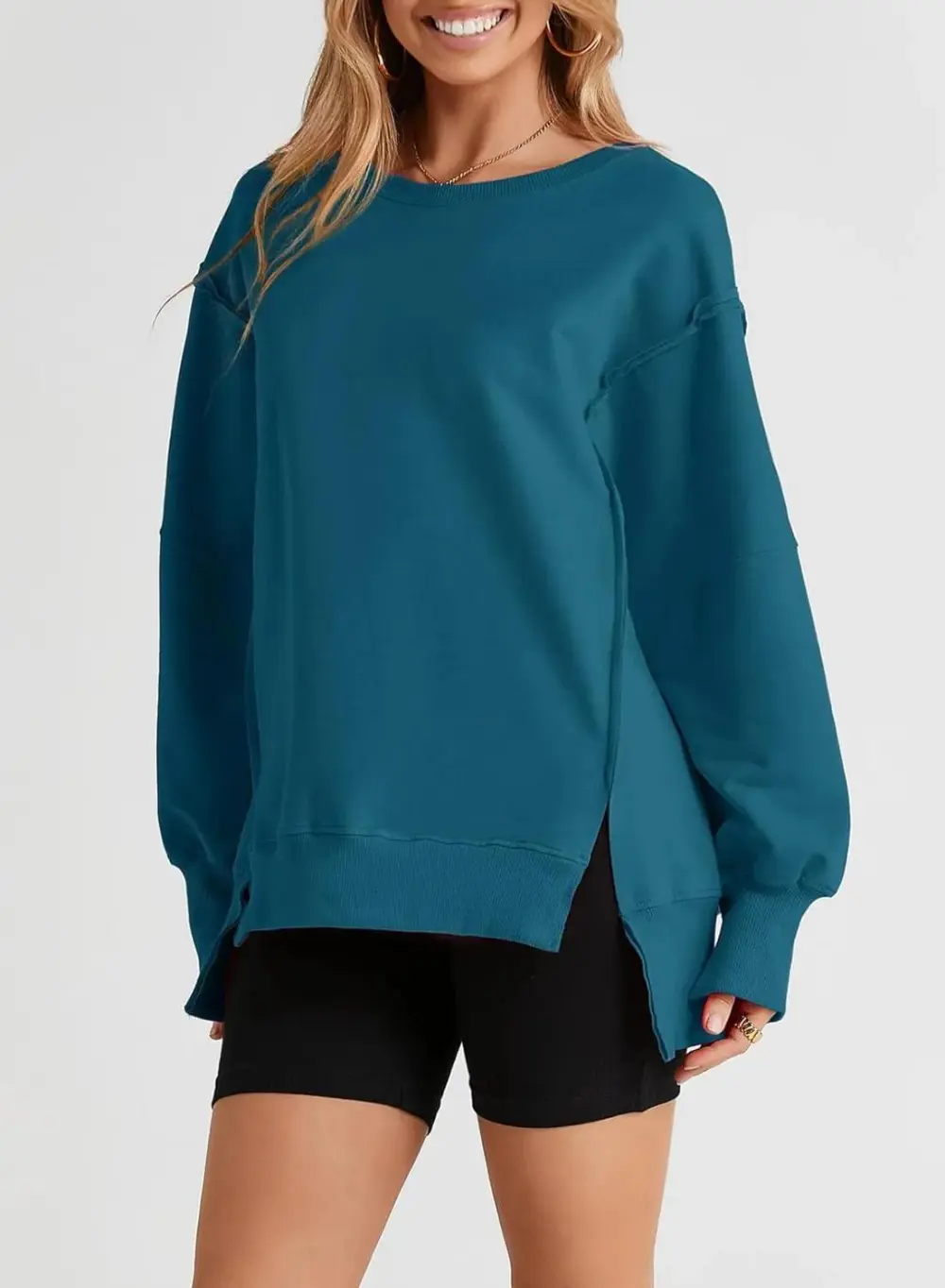 Oversized Reverse Seam Sweatshirt Long Sleeve Crewneck Pullover