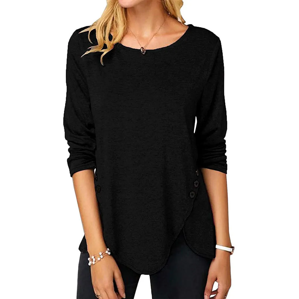 Casual Solid Color Irregular T-shirt