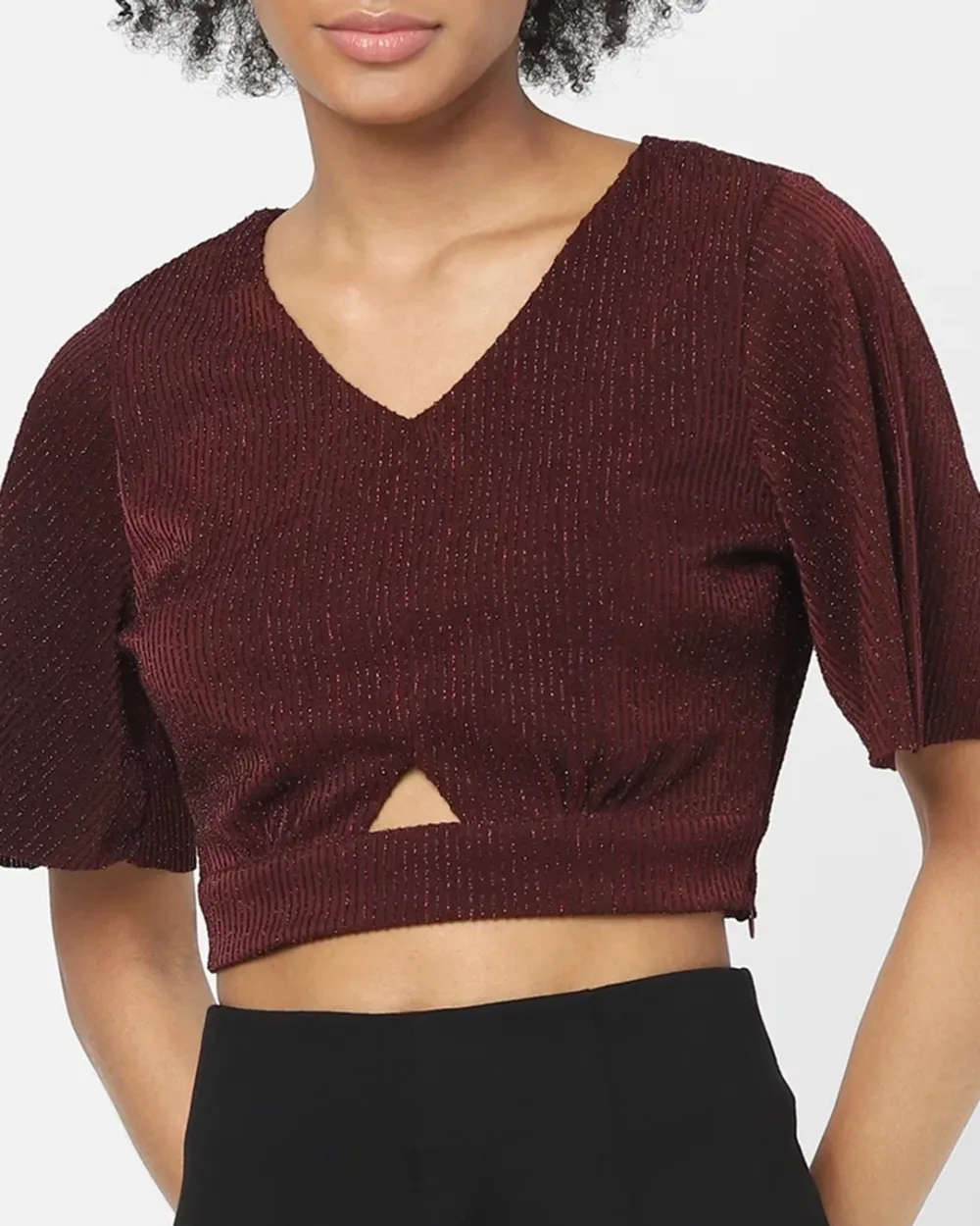 Maroon Cut Out Crop Top