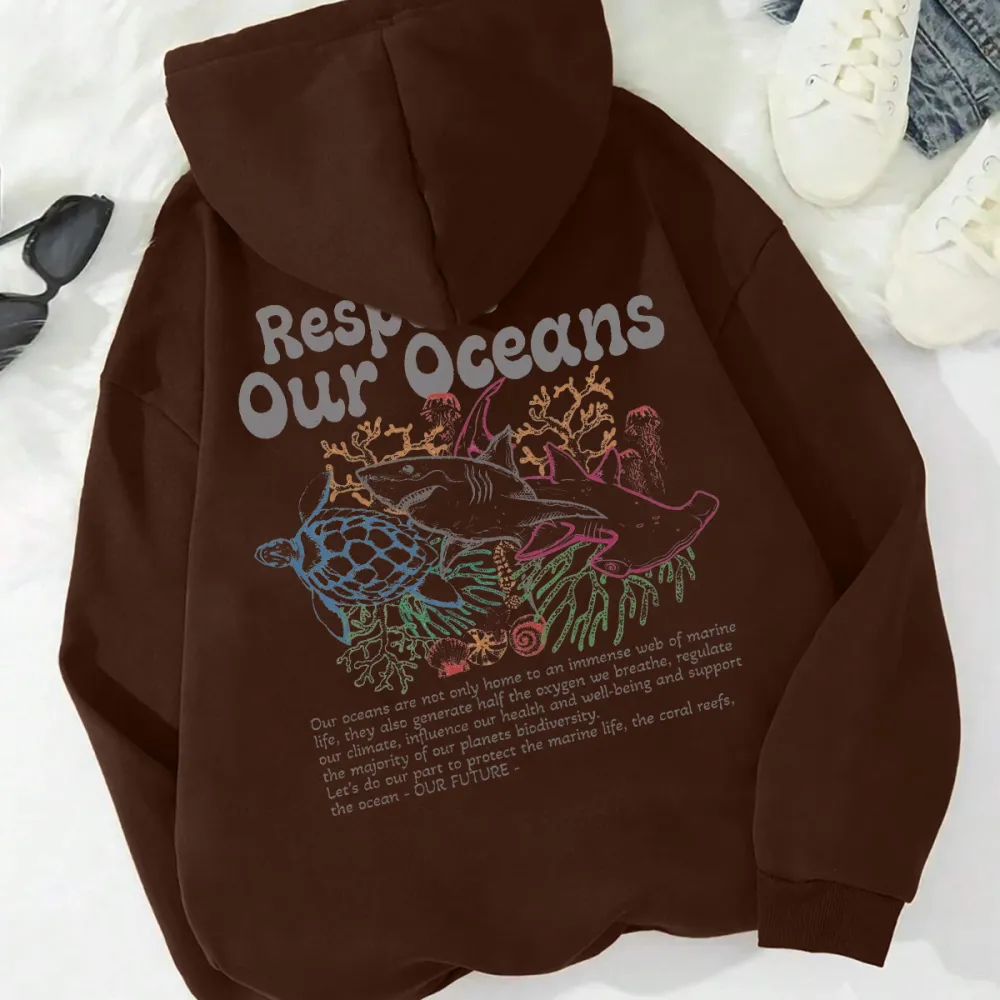 Sea turtle proteck our oceans Women's fashionable hoodie