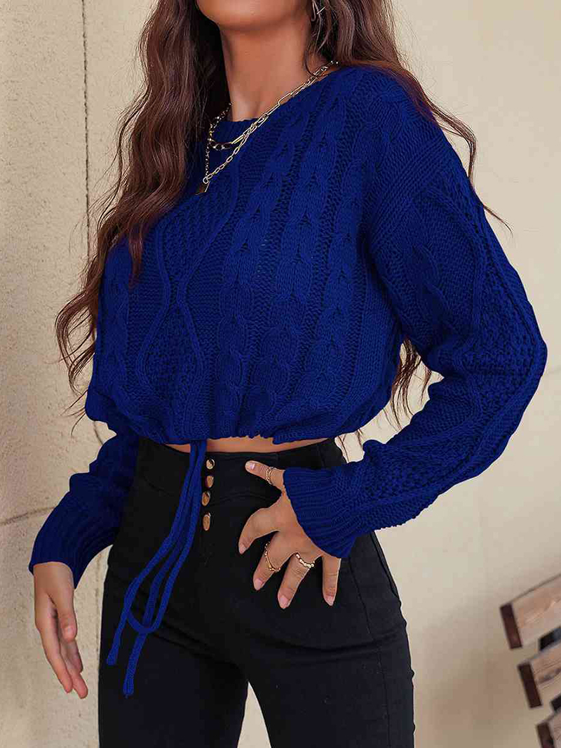 Drawstring Round Neck Sweater