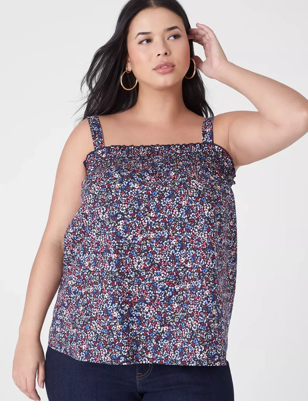 Smocked-Neckline Tank