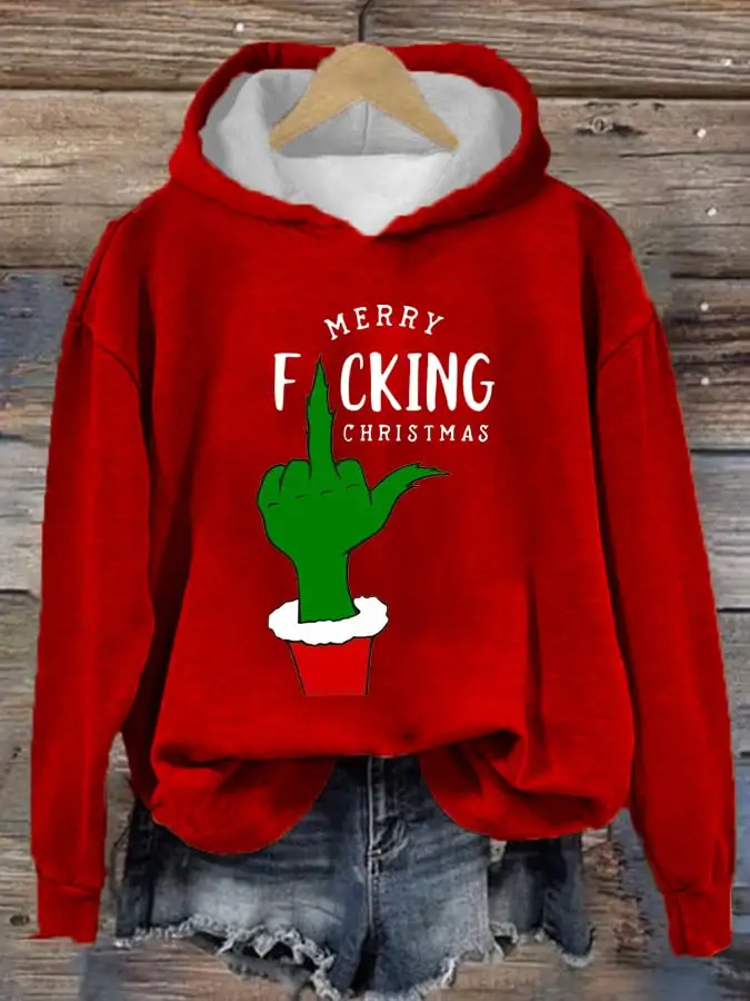 Women's Christmas Printed Hooded Casual Sweatshirt