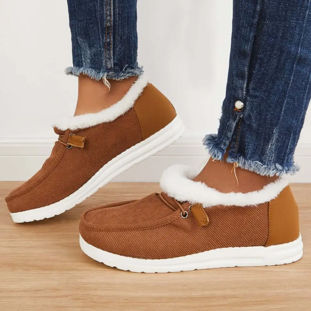 Flat Slip-On Bootie Warm Lining Ankle Snow Boots