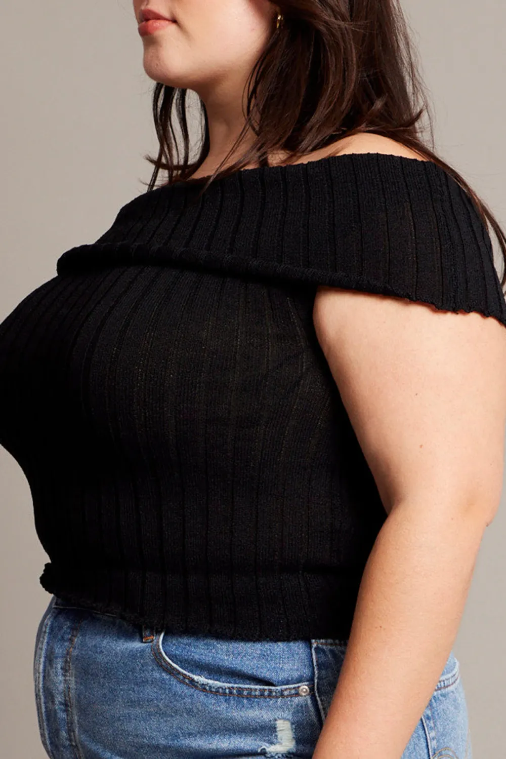 Black Off shoulder knitted top