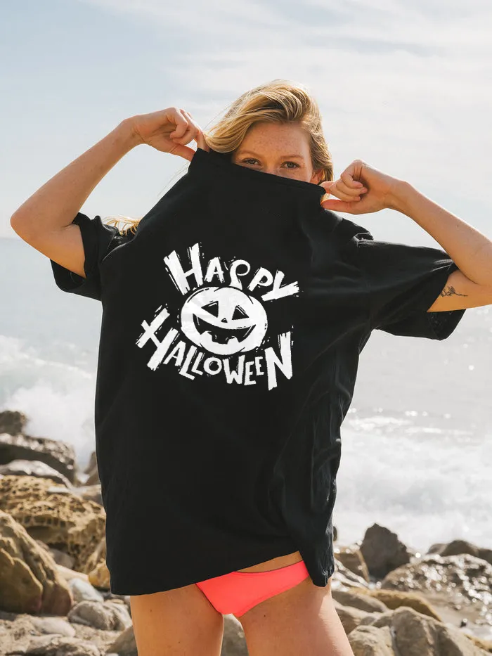 Women's Pumpkin English Halloween Printed T-shirt