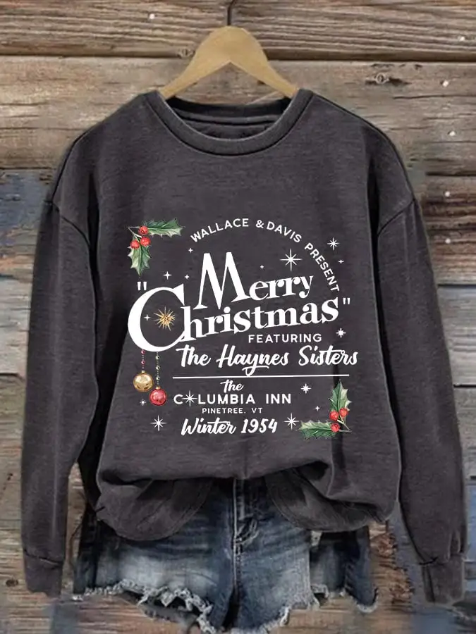 Women'S Merry C hristmas Printed Casual Sweatshirt