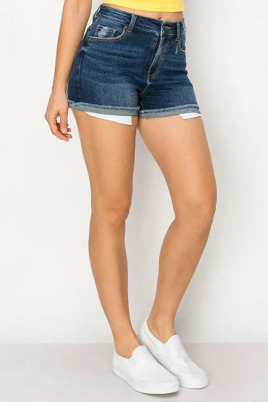 WAXJEAN High Rise Denim Shorts With Exposed Pocket Bag