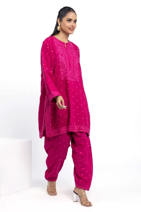 3 Piece Kurta Embroidered | Dupatta& Bottom & Tops | Color Purple