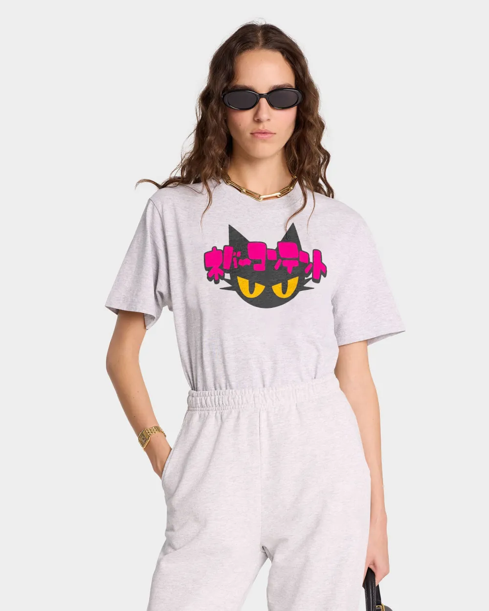 Women's Japanese Cartoon Cat Printed T-shirt