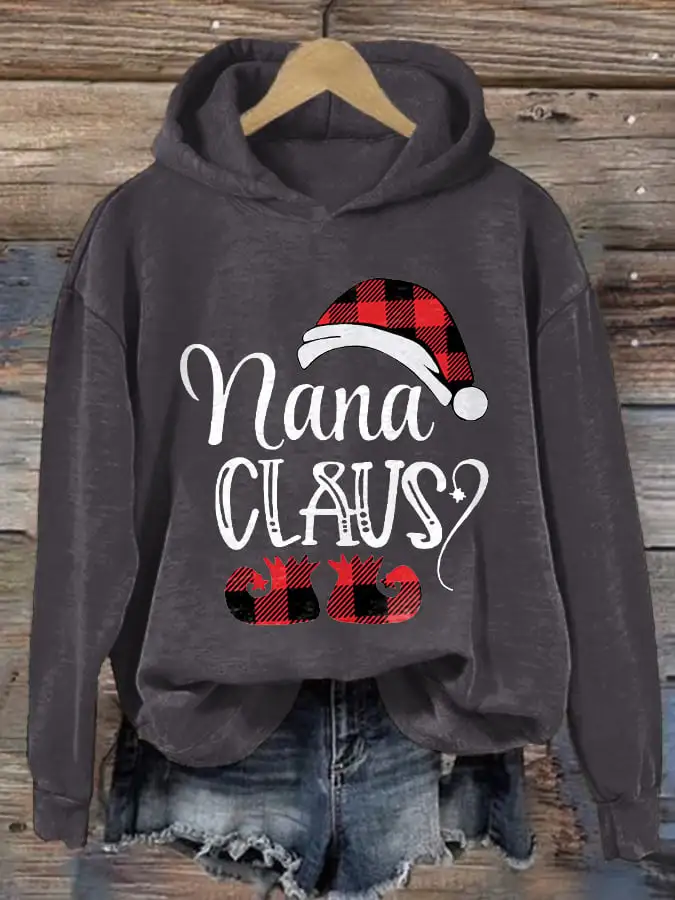 Women's Casual Nana Claus Printed Long Sleeve Sweatshirt