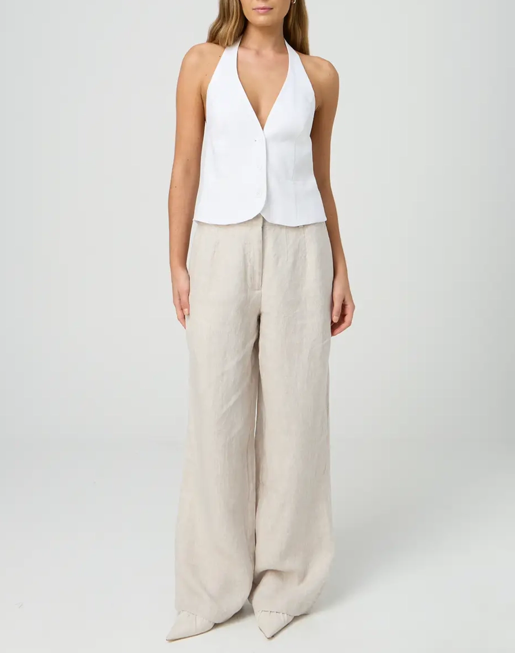 Linen Pleat Wide Leg Pant