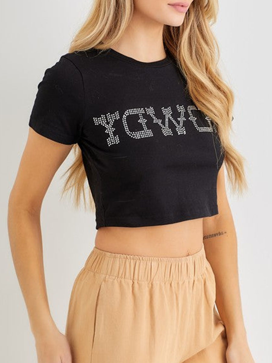 Howdy Rhinestone Crop Tee