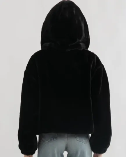 Teddy Hood Bomber Jacket - Black