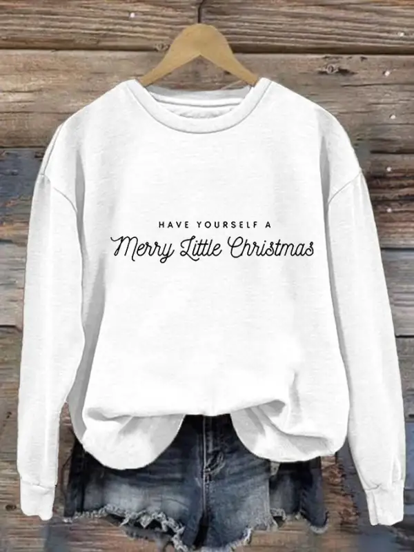 Women's Casual Merry Christmas Print Long Sleeve Sweatshirt