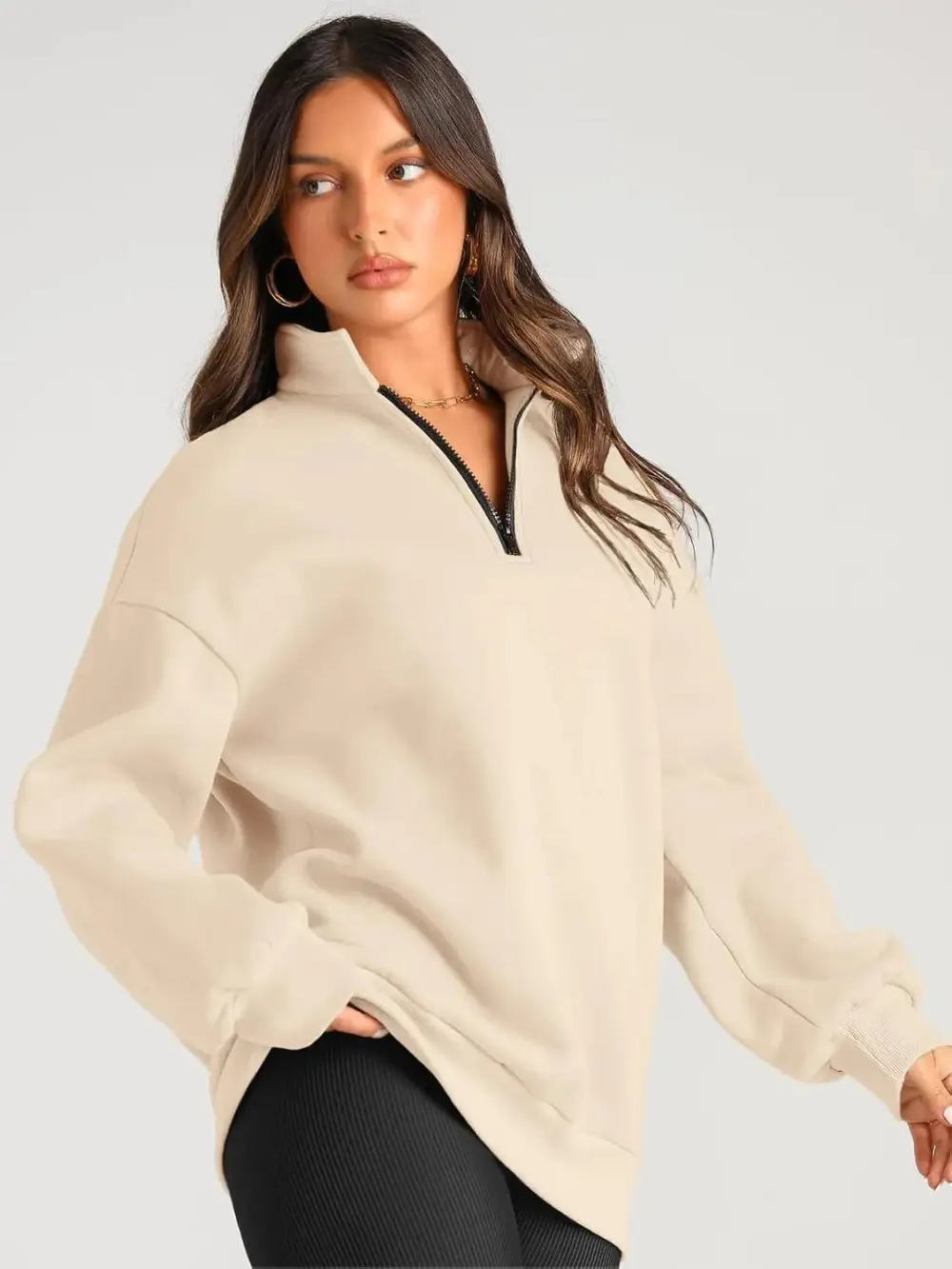 Oversized Sweatshirts Half Zip Pullover Long Sleeve