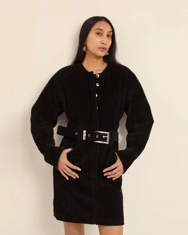 Laurent Licorice Corduroy Dress