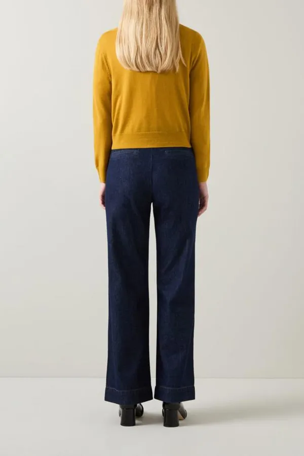 Slight Stretch Connie Ochre Wide Placket Cardigan