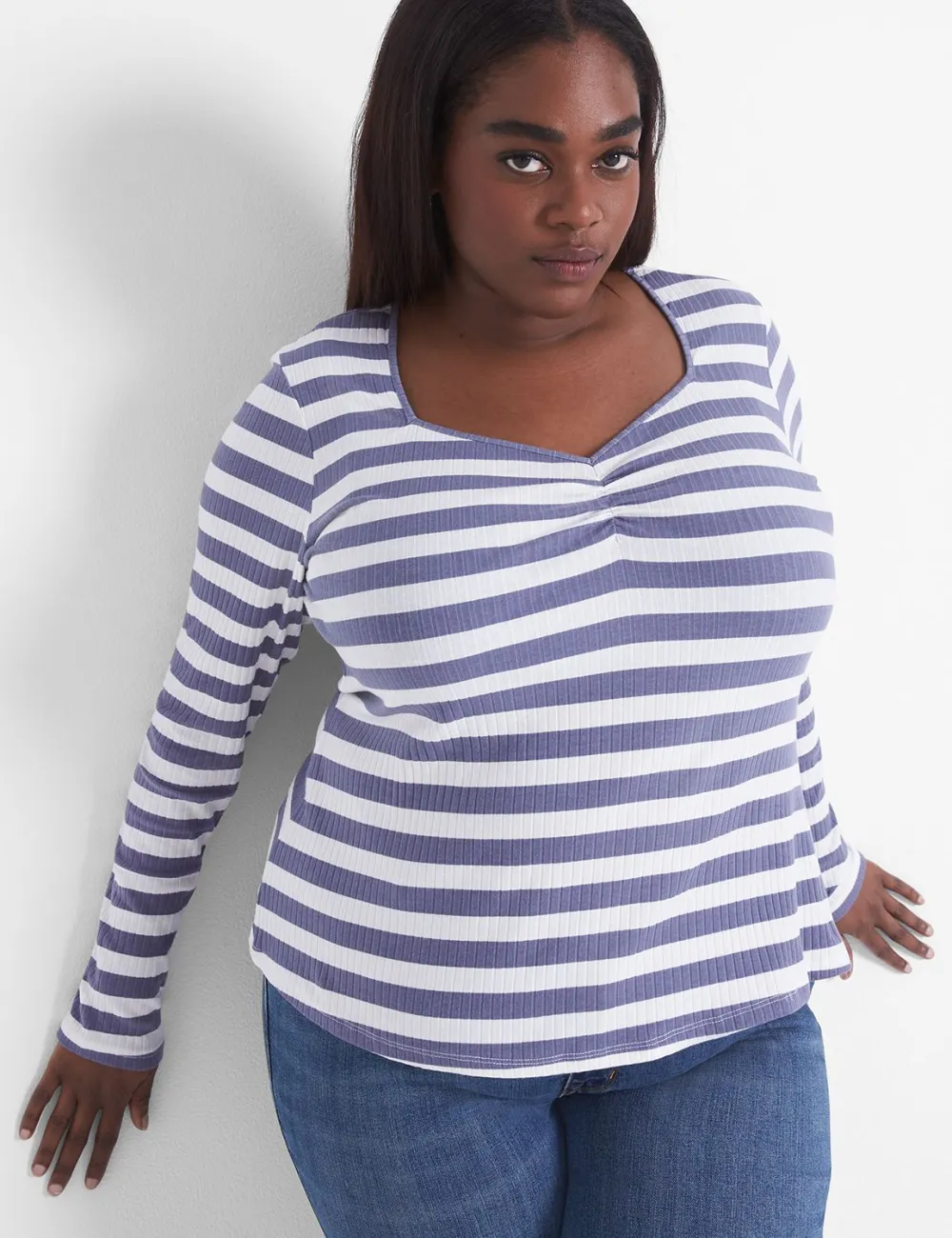 Classic Sweetheart-Neck Ribbed Tee