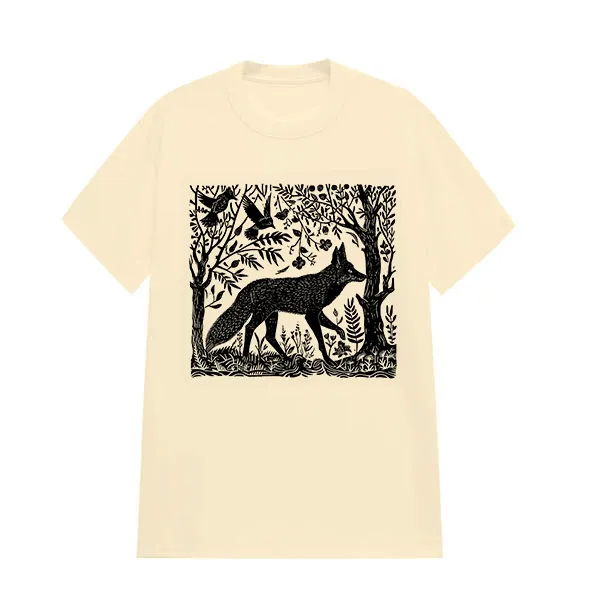 FOX IN THE FOREST PRINTED TEE