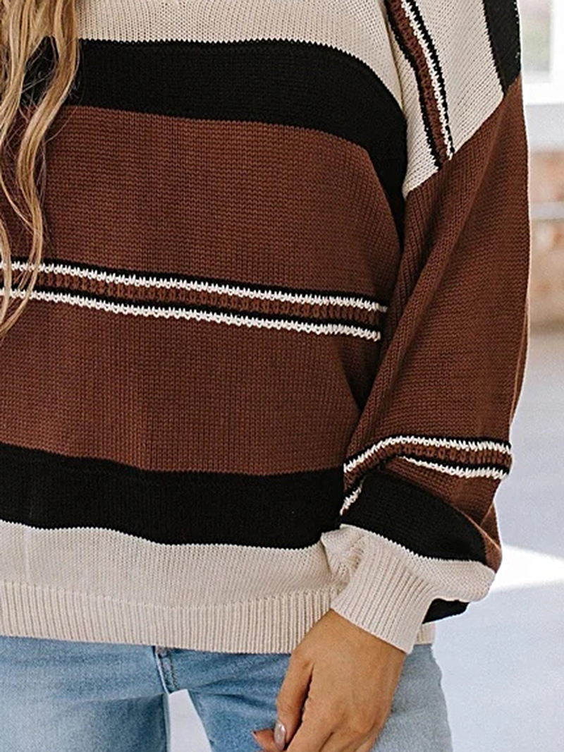 Brown Casual Knitted Sweater Top Coat