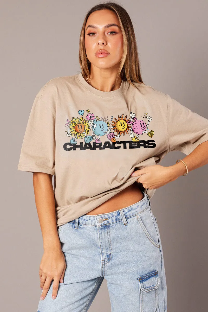 Women's Art Sunflower Letter Combination Printed T-shirt