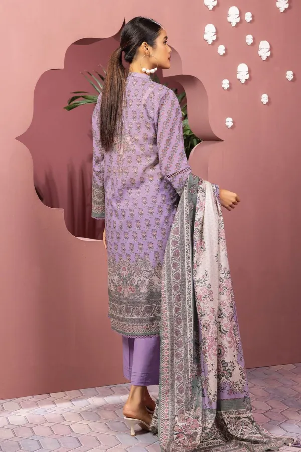 3 Piece Kurta Embroidered | Dupatta& Bottom & Tops | Color Purple