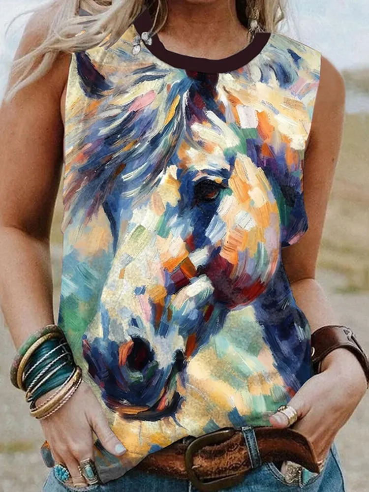 Women's Animal Horse Print Tank Top