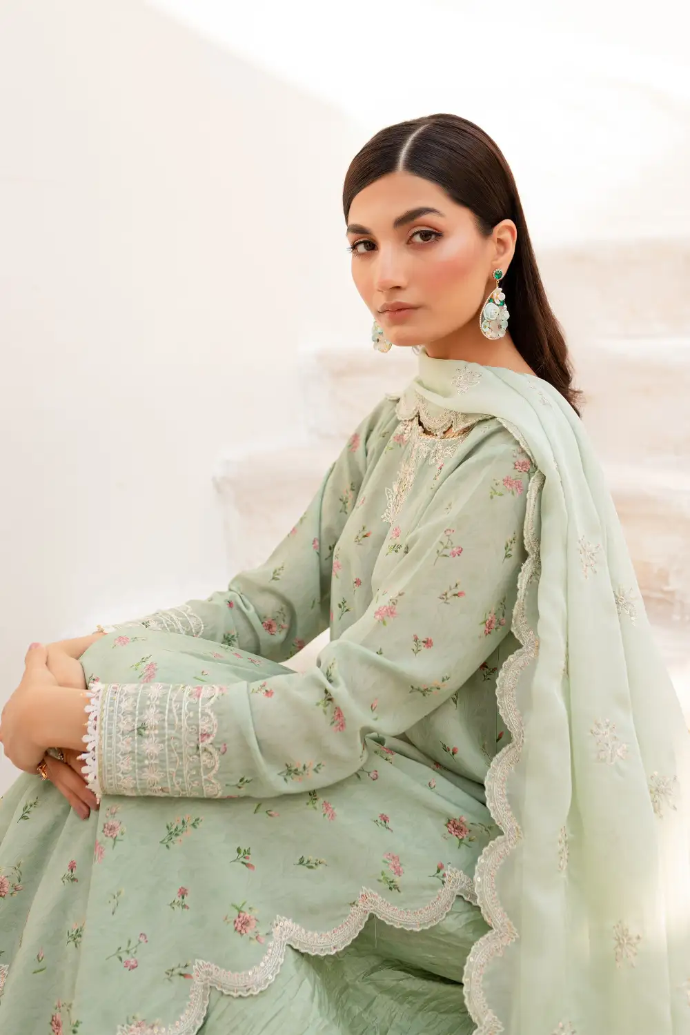 Roya 3Pc - Embroidered Luxe PRET