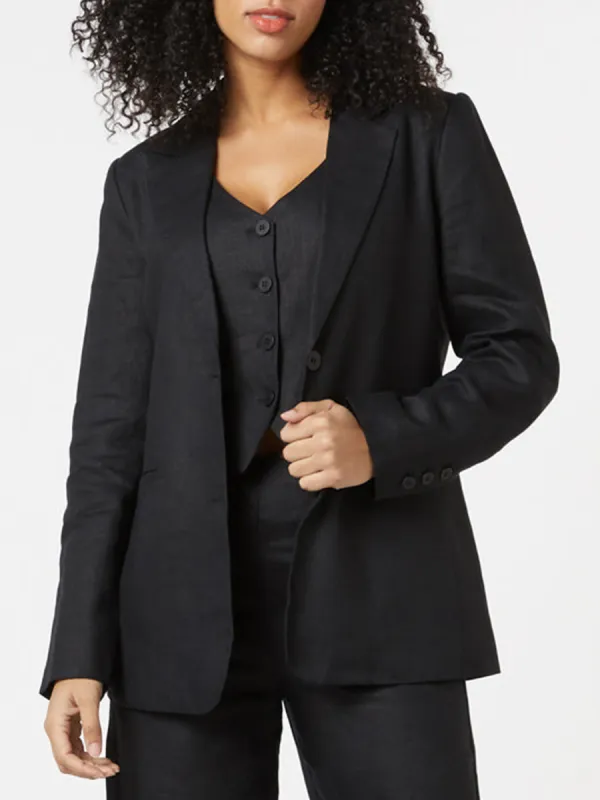 Women's black linen blazer