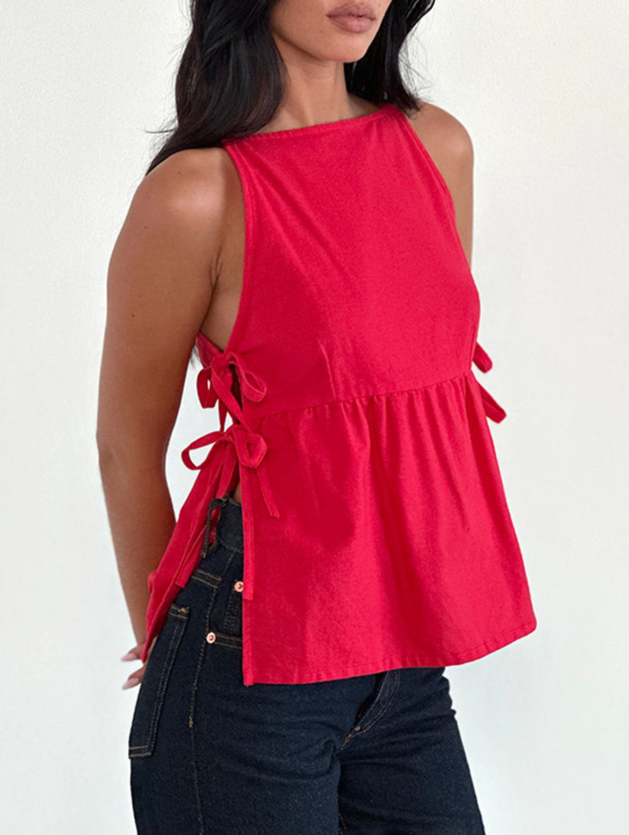 Palsi Tie Side Sleeveless Top In Tango Red