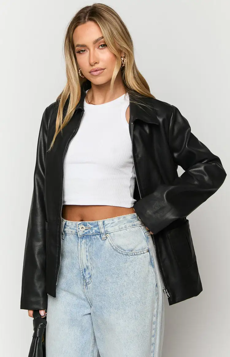 Tiah Black PU Jacket