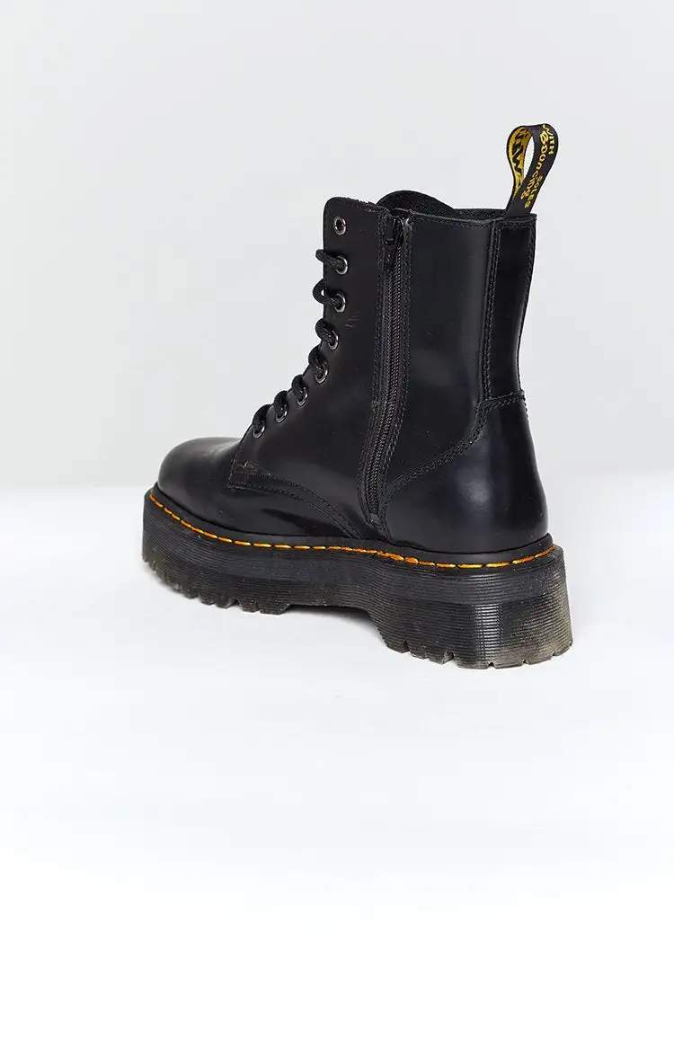 Dr. Martens Jadon 8 Eye Boot Black Polish Smooth