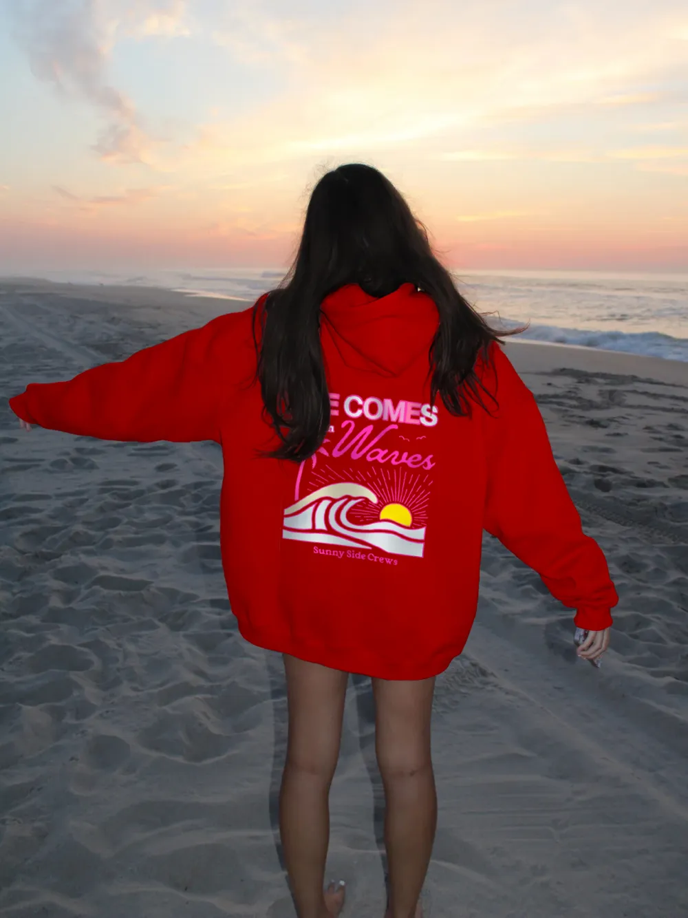 “Life Comes in Waves” Oversized Hoodie