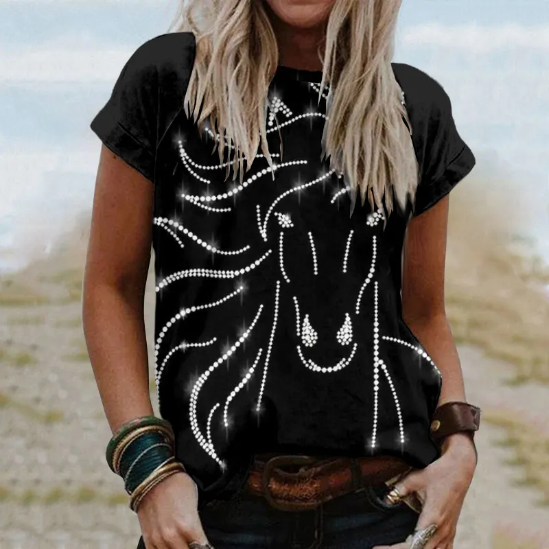 Vintage Southwest Falling Horse Pattern Women'S T-Shirt