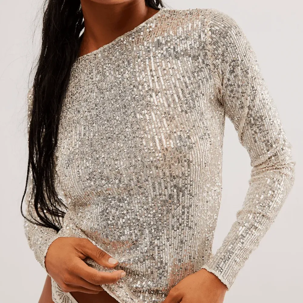 Flashback Sequined Long Sleeve Top