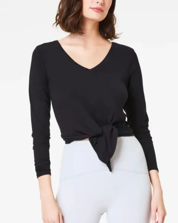 Spanx Better Base Long Sleeve Wrap Top - Very Black