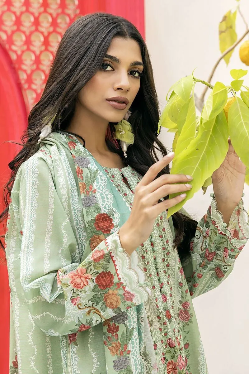 3 Piece Kurta Embroidered | Dupatta& Bottom & Tops | Color Tender green