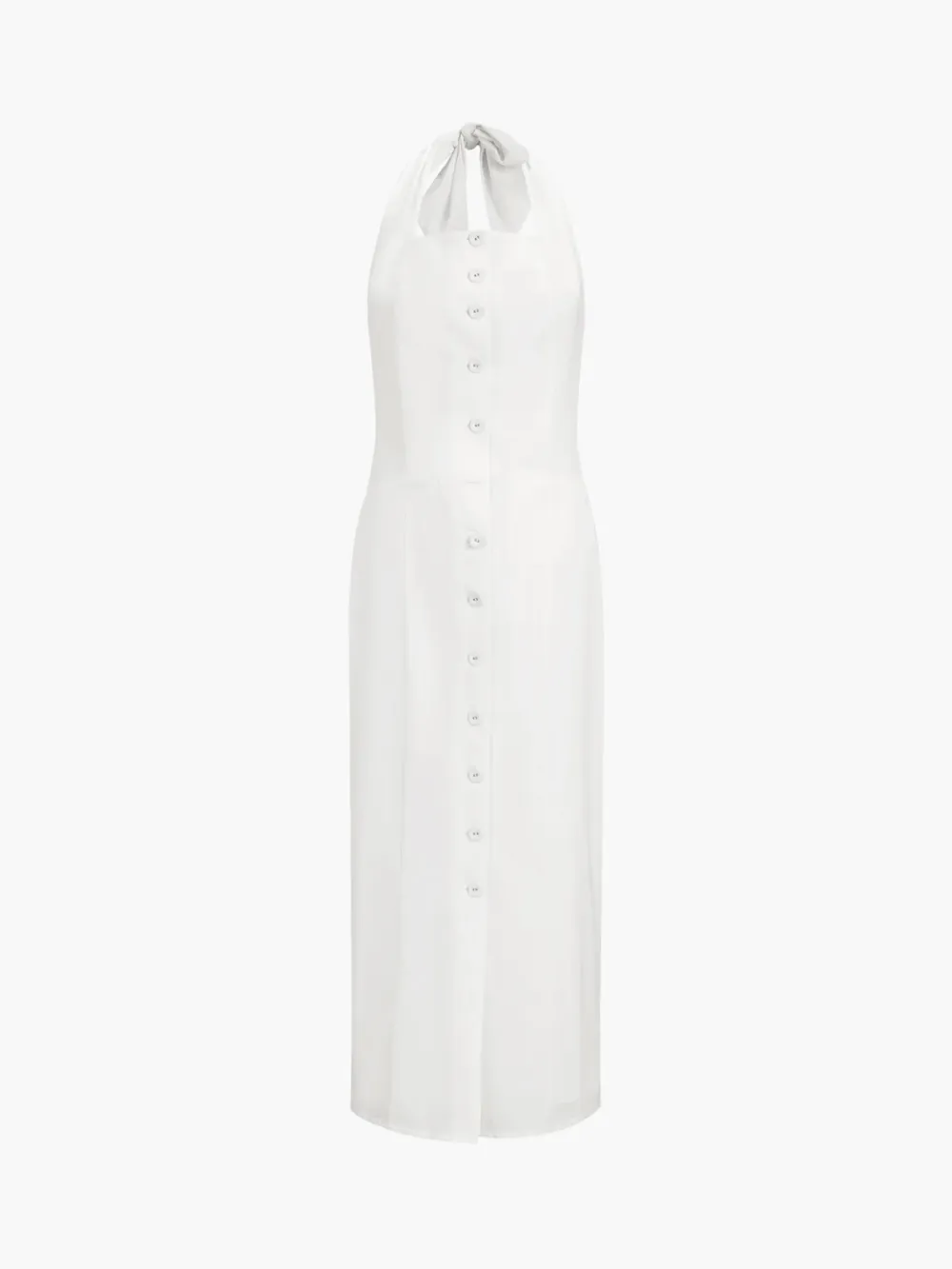 Tied Halter Open Back Cotton Linen Midi Dress