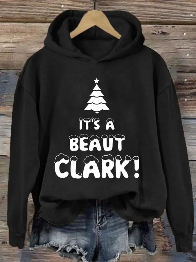 Women's It's A Beaut Clark Christmas Printed Casual Hoodie