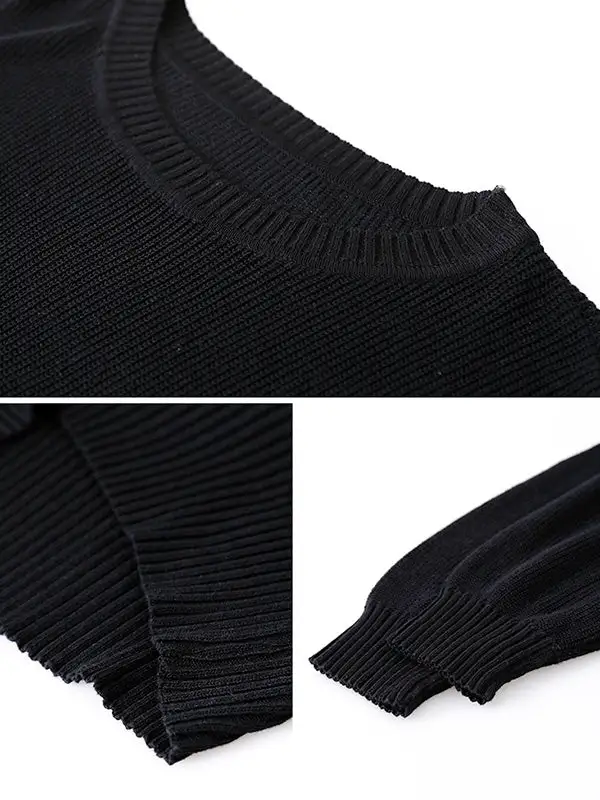 Simple Solid Color Round-Neck Long Sleeves Knitwear