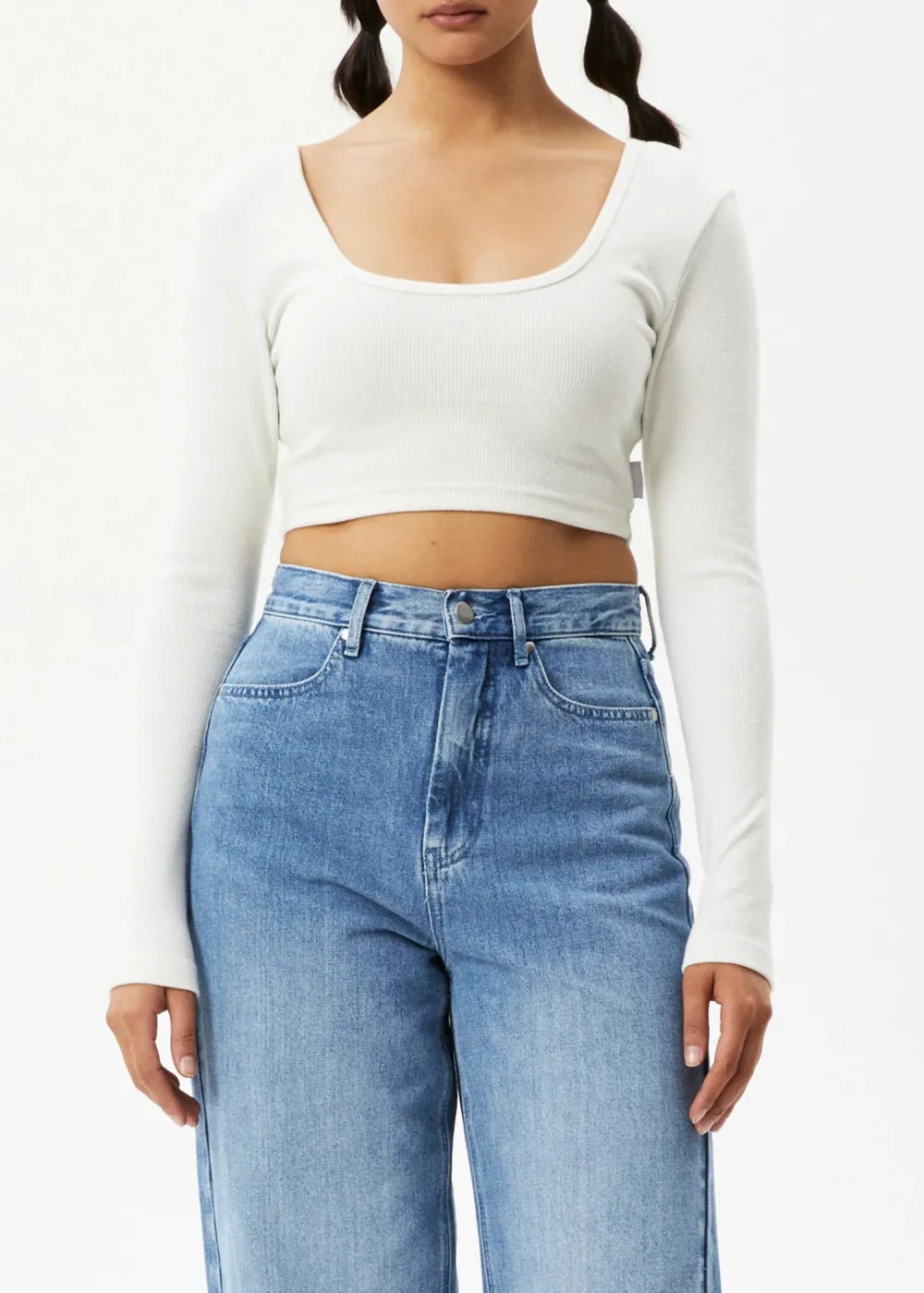 MILLA - HEMP RIBBED LONG SLEEVE CROPPED TOP