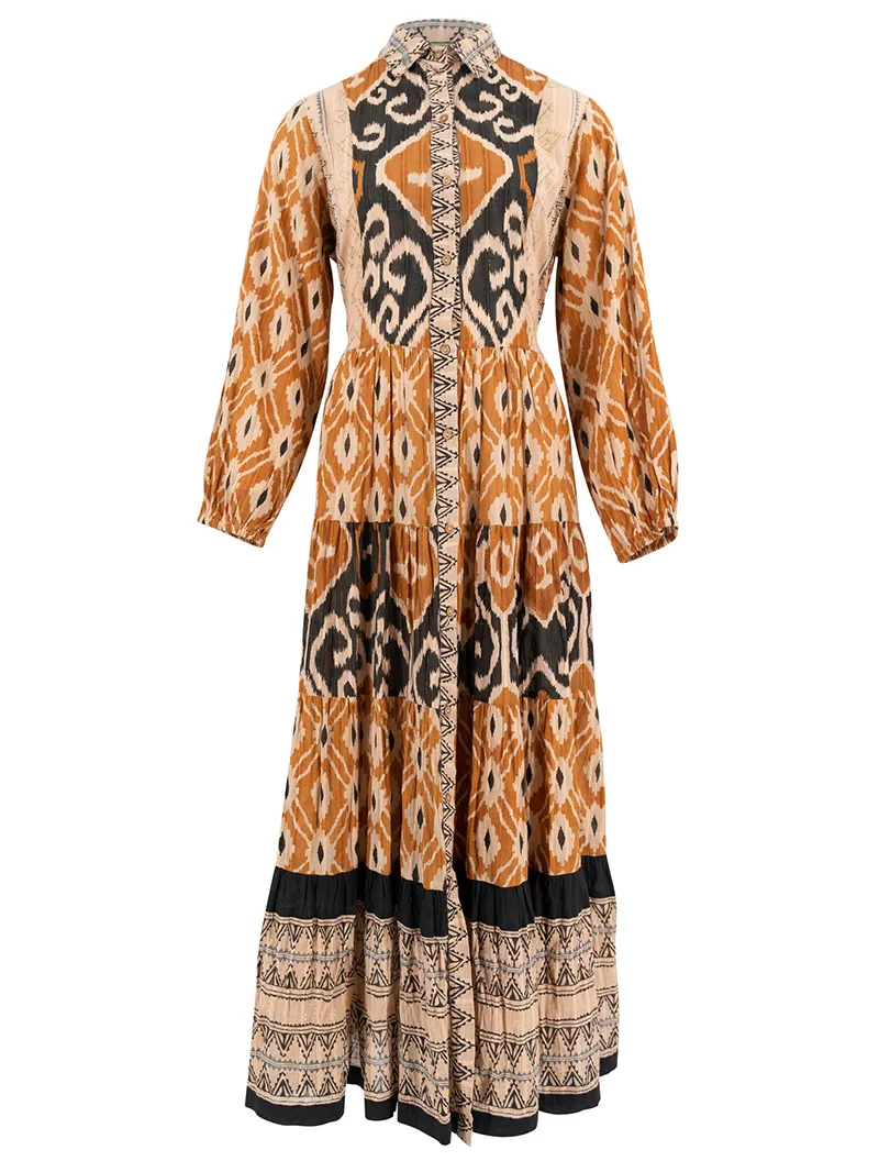 long-sleeved ethnic dress