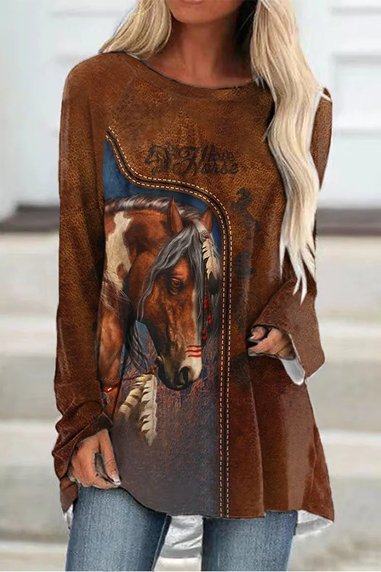 Vintage Western Horse Print Tunic