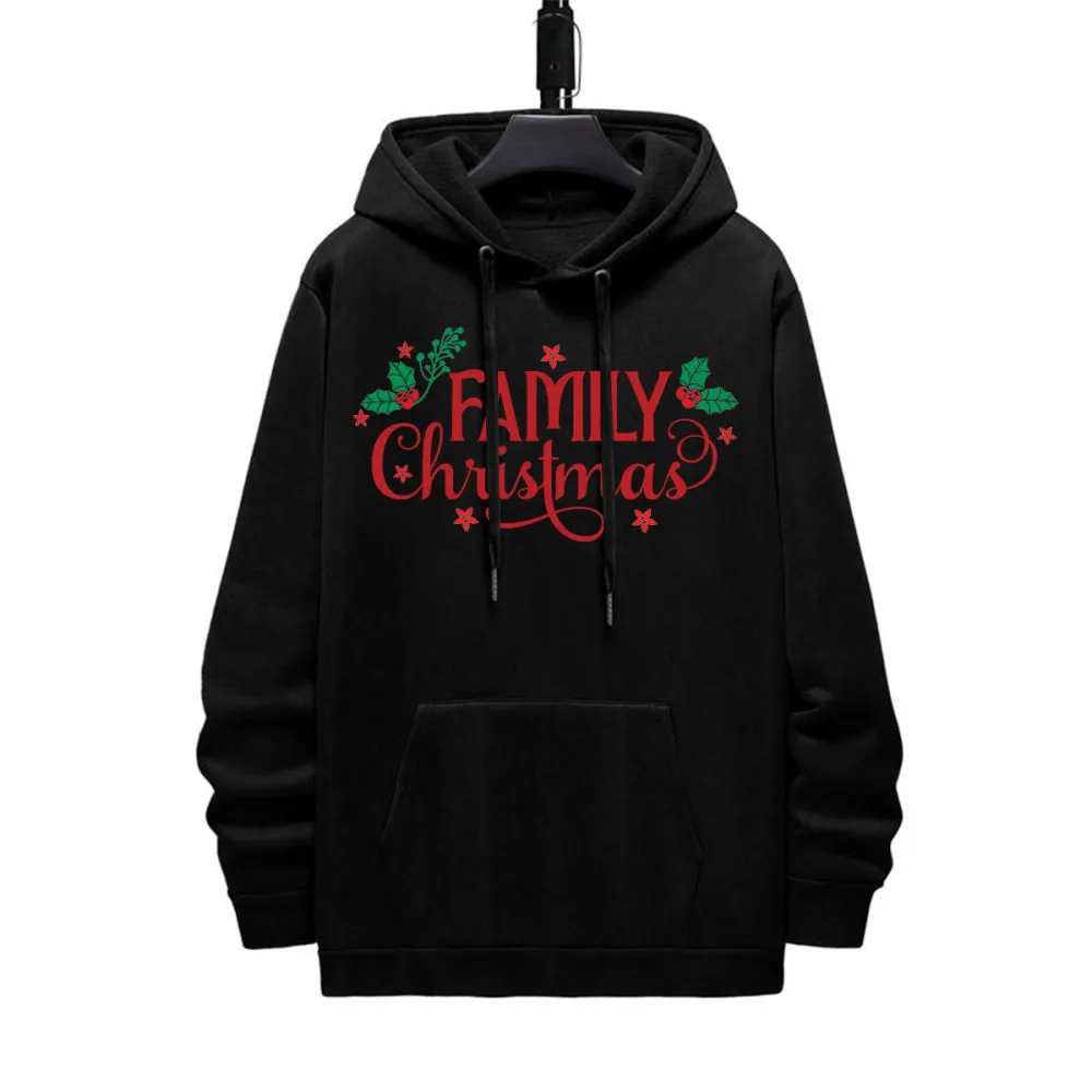 FAMILY CHRISTMAS PATTERN PRINTED HOODIE